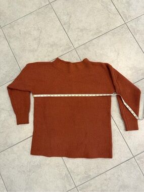 Burnt Orange Mock Neck Ribbed Knit oversized Sweater - Women size L